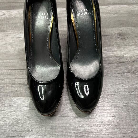 Stuart Weitzman Rowswoon Patent leather Pumps Platform Heels Shoes Black Size 8 - Picture 6 of 10